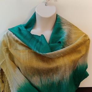 Vibrant Raw Silk Hand woven Shawl Scarf (XL)
